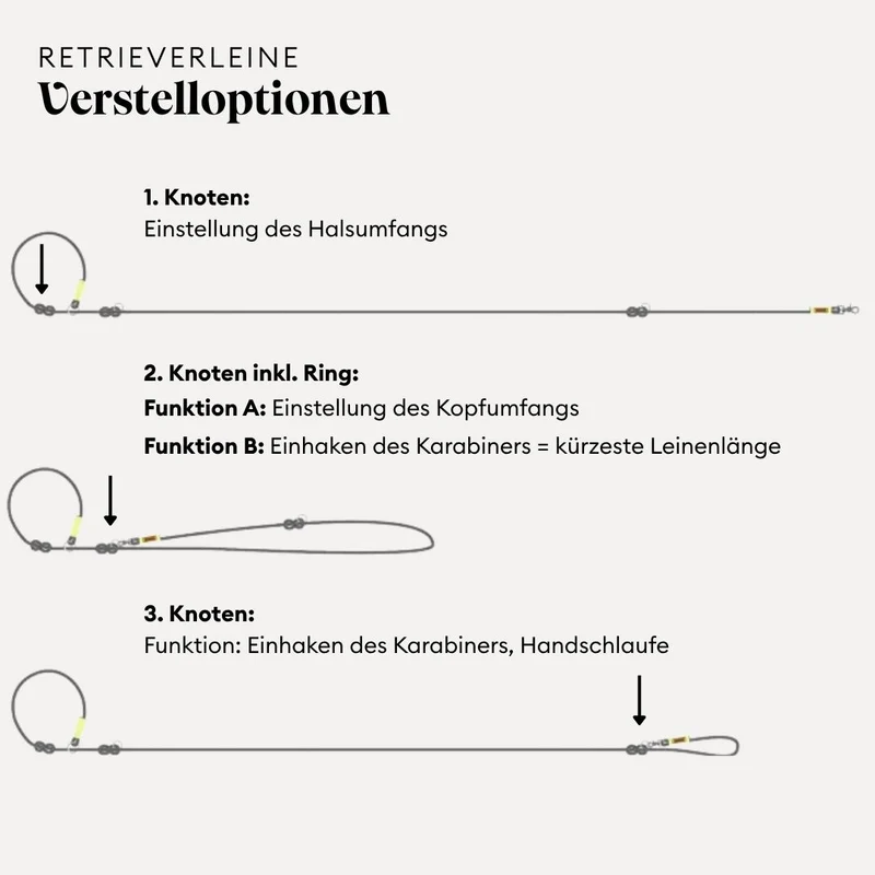 Tau-Retrieverleine Black Mamba BEIGE, 190 cm (integrierte Halsung)