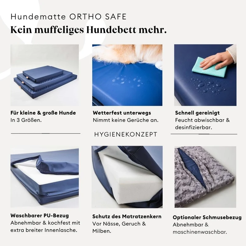 Hundebett eckig, Ortho, SAFE BLAU