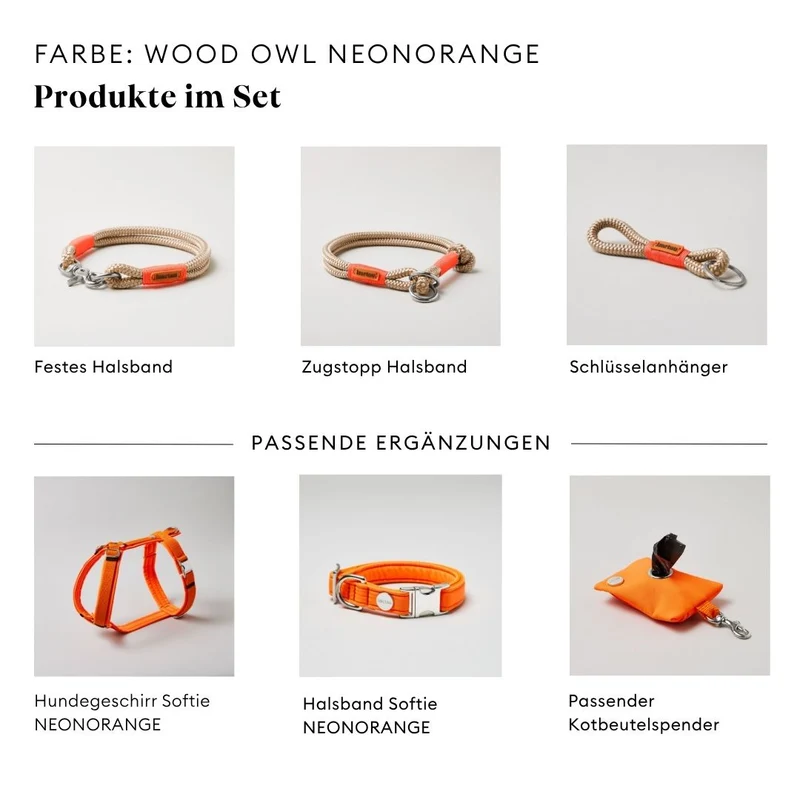 Tauleine Wood Owl NEONORANGE, 250 cm (Umhängeleine)