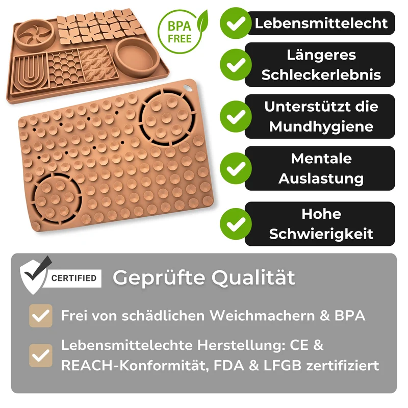 Schleckmatte Hunde-Beschäftigung | Premium Hazelnut | 6-Zonen