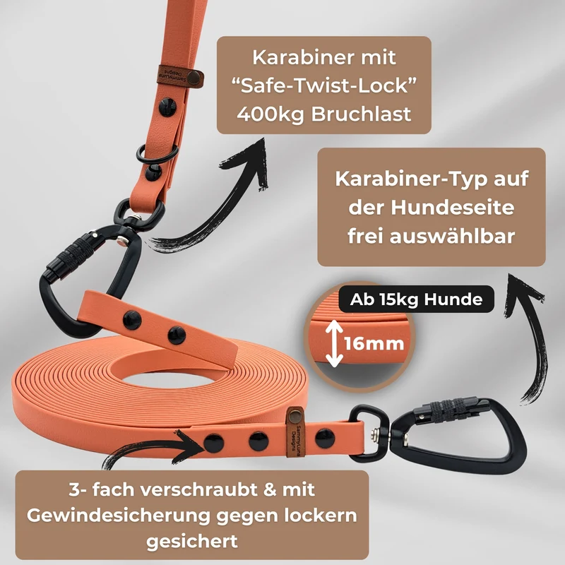 Multifunktionale Schleppleine | Apricot | abnehmbare Handschlaufe