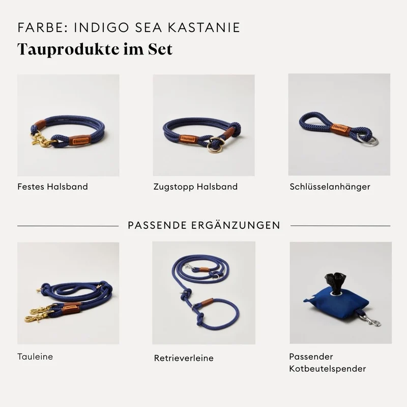 Tauleine Indigo Sea Kastanie, 250 cm (Umhängeleine)