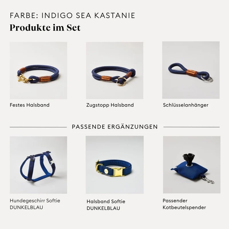 Tauleine Indigo Sea Kastanie, 250 cm (Umhängeleine)