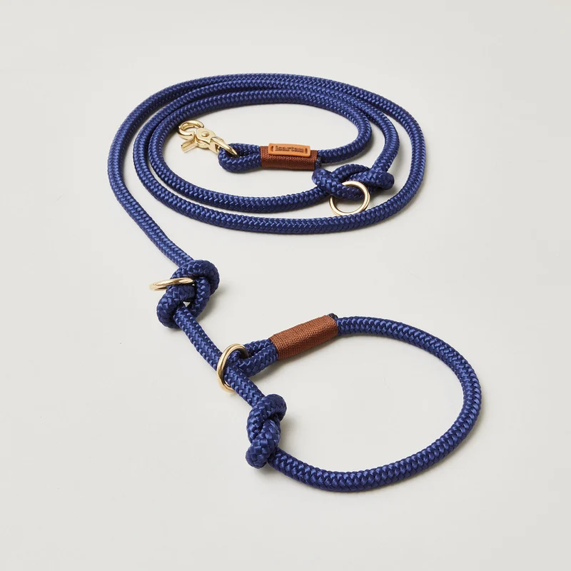 Tau-Retrieverleine Indigo Sea Kastanie, 190 cm (integrierte Halsung)