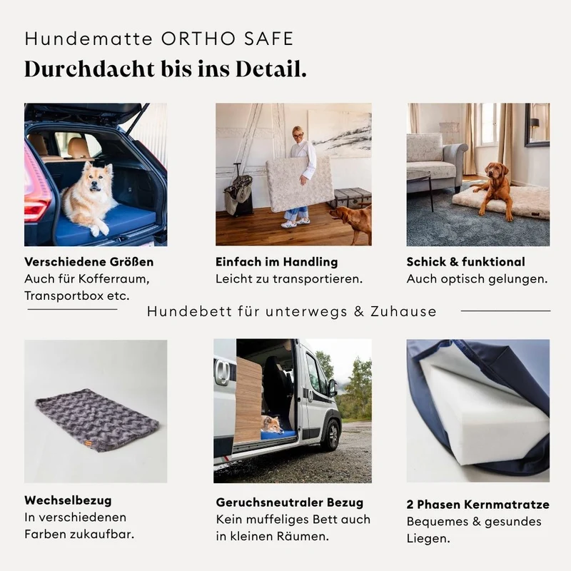 Hundebett eckig, Ortho, SAFE BLAU