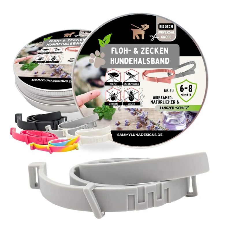 Zeckenhalsband Hund | natürliche Inhaltsstoffe | Grau