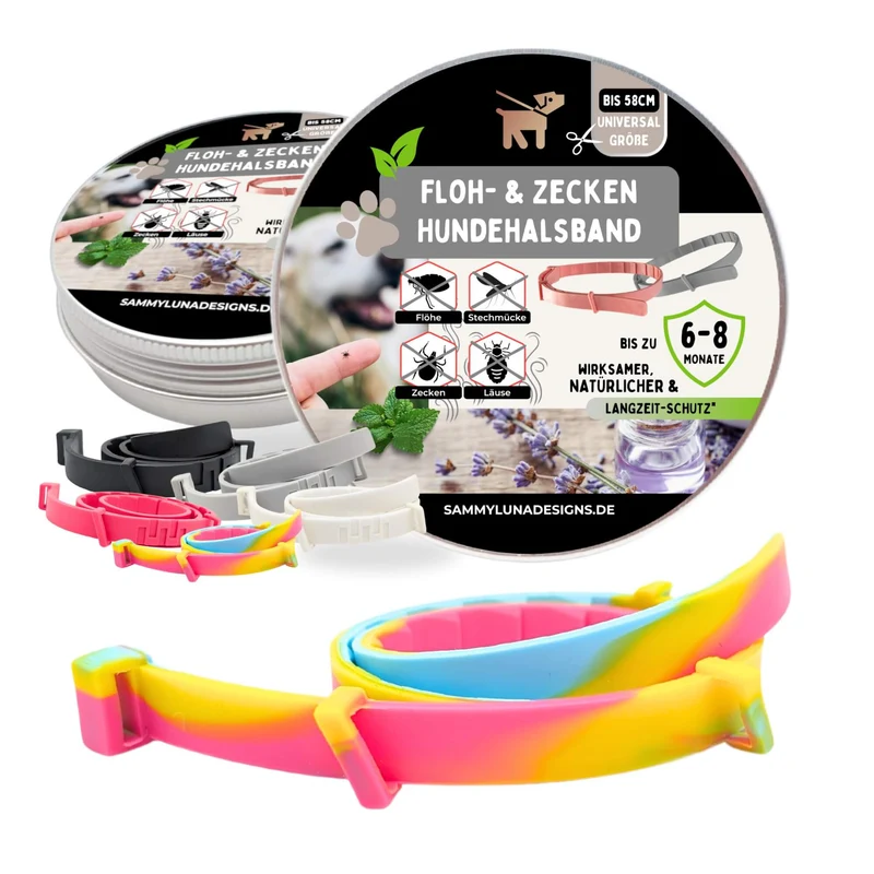 Zeckenhalsband Hund | natürliche Inhaltsstoffe | Bunt