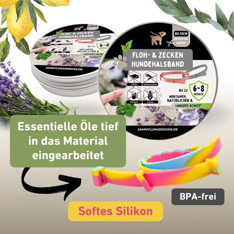 Zeckenhalsband Hund | natürliche Inhaltsstoffe | Bunt