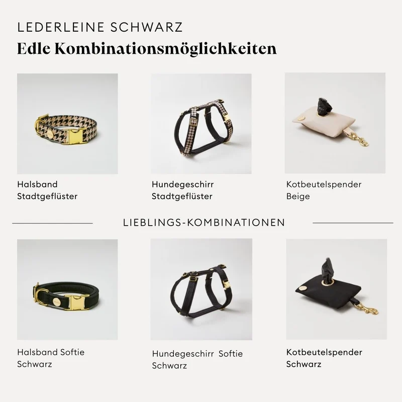 Lederleine PURE 250 cm, SCHWARZ (Umhängeleine)