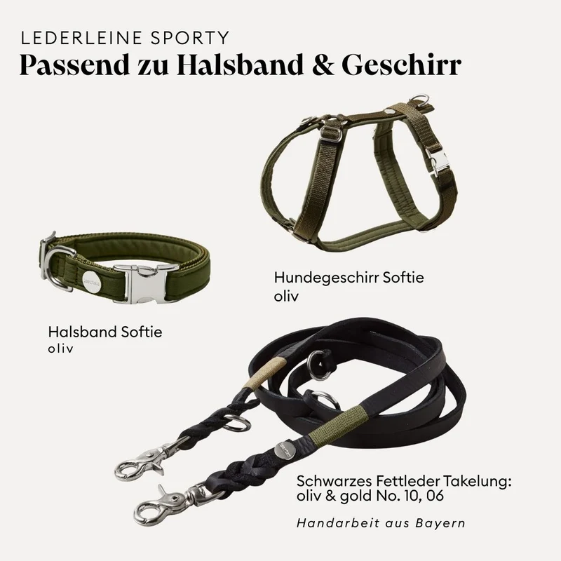 Lederleine SPORTY 250 cm, SCHWARZ (Umhängeleine)