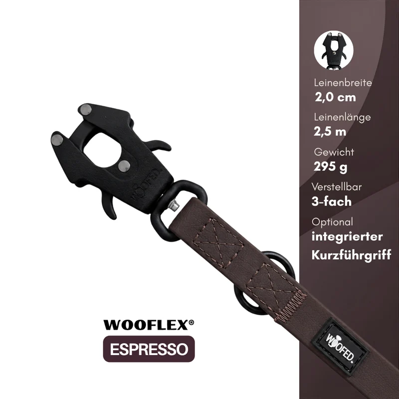 Führleine WOOFLEX® Tactical verstellbar Espresso