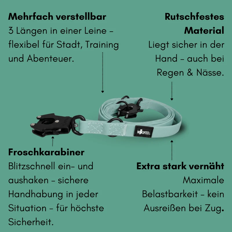 Führleine WOOFLEX® Tactical verstellbar Jade Green