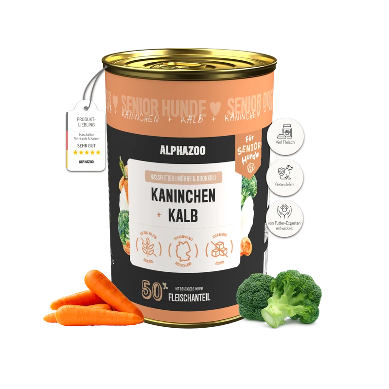 Kaninchen + Kalb Nassfutter für Senior Hunde