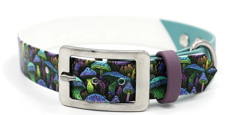 Motiv BioThane® Halsband „Mushroom Forest“ | Modell „Whispered“ | Breite 25mm | HU 42-48cm