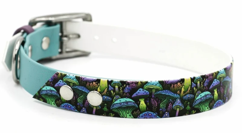 Motiv BioThane® Halsband „Mushroom Forest“ | Modell „Whispered“ | Breite 25mm | HU 42-48cm