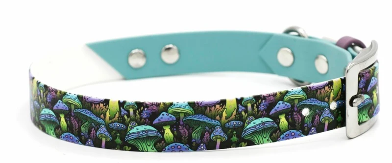 Motiv BioThane® Halsband „Mushroom Forest“ | Modell „Whispered“ | Breite 25mm | HU 42-48cm