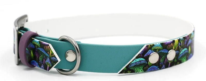 Motiv BioThane® Halsband „Mushroom Forest“ | Modell „Whispered“ | Breite 25mm | HU 42-48cm