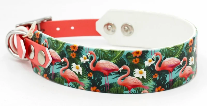 Motiv BioThane® Halsband „Flamingo Times“ | Modell „Blended“ | Breite 19mm/38mm | HU 42-48cm