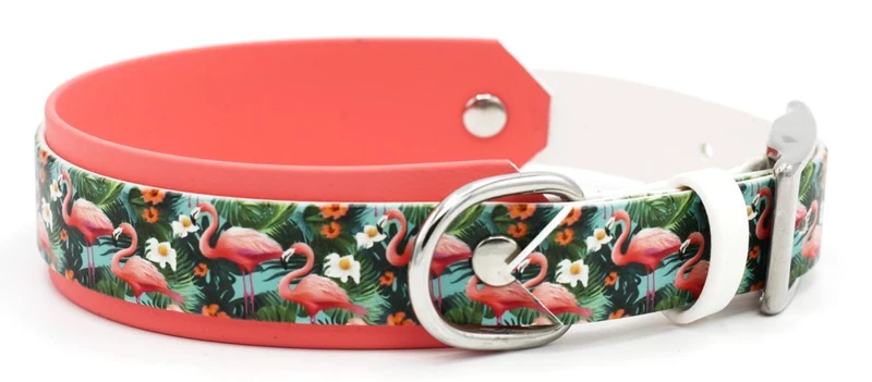 Motiv BioThane® Halsband „Flamingo Times“ | Modell „Layered“ | Breite 25mm/38mm | HU 38-44cm