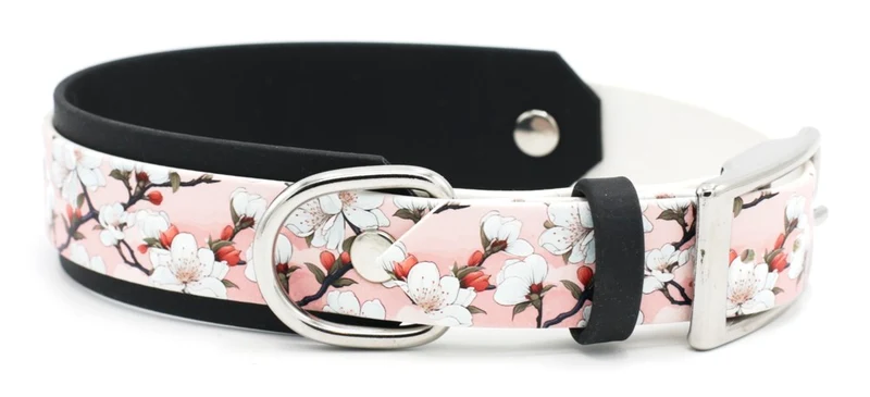 Motiv BioThane® Halsband „Cherry Blossoms“ | Modell „Layered“ | Breite 25mm/38mm | HU 36-42cm
