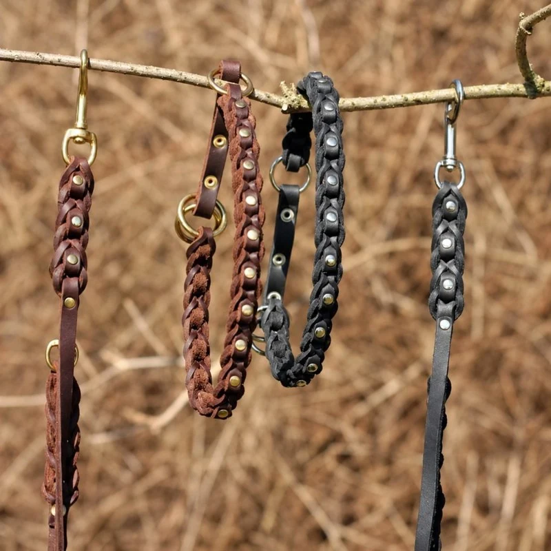 Bellepet Fettleder-Halsband „La Donna“ geflochten mit Zugstop