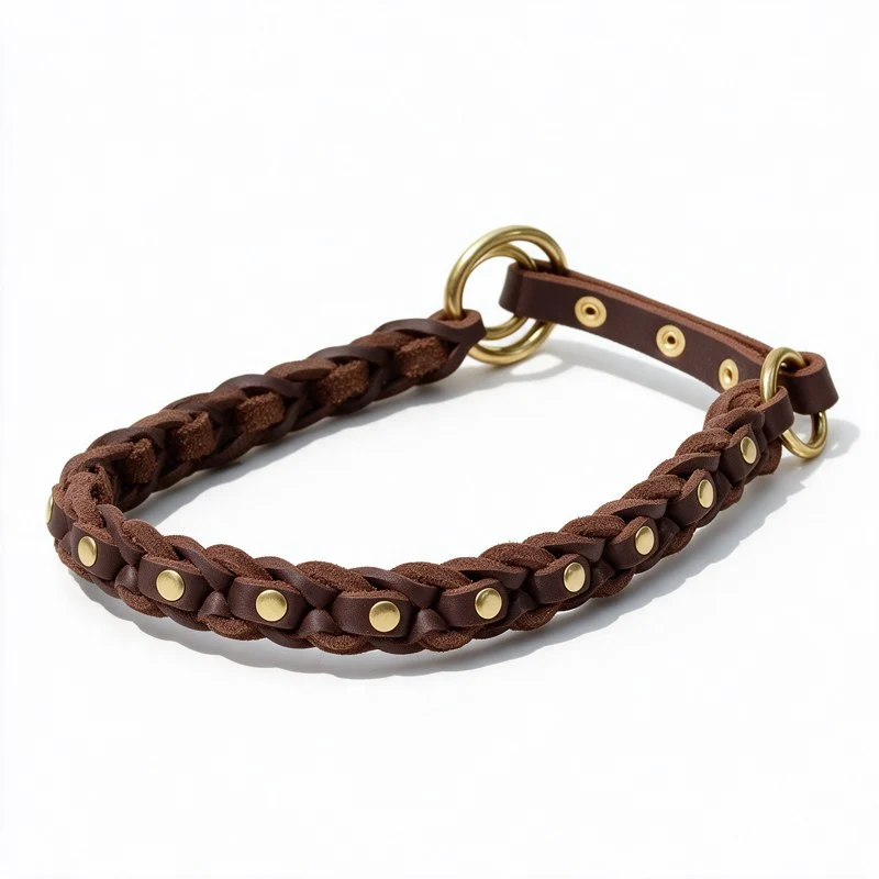 Bellepet Fettleder-Halsband „La Donna“ geflochten mit Zugstop