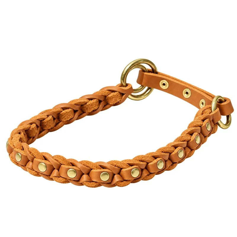 Bellepet Fettleder-Halsband „La Donna“ geflochten mit Zugstop