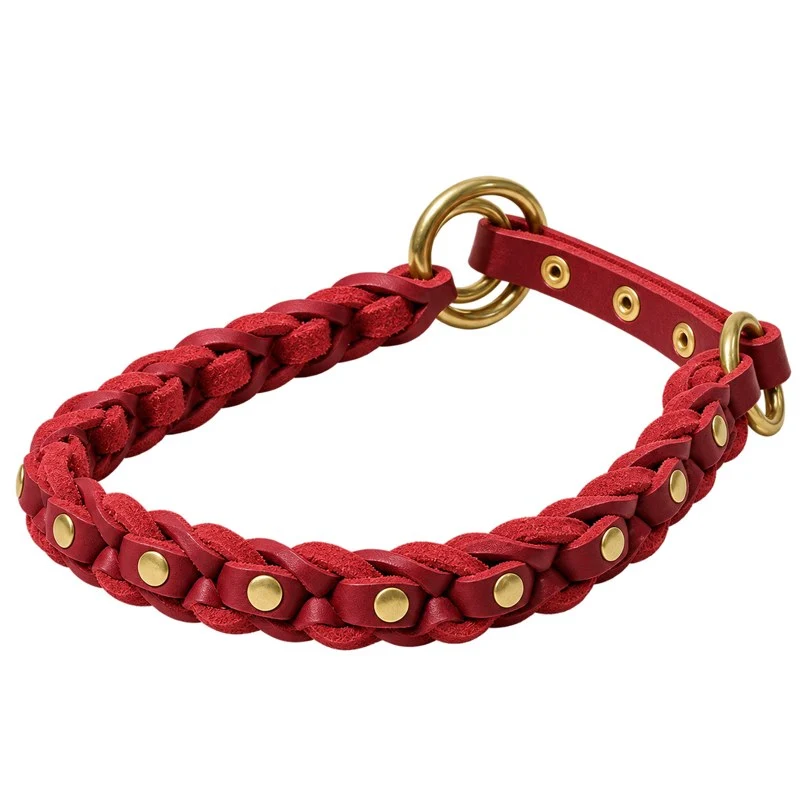 Bellepet Fettleder-Halsband „La Donna“ geflochten mit Zugstop