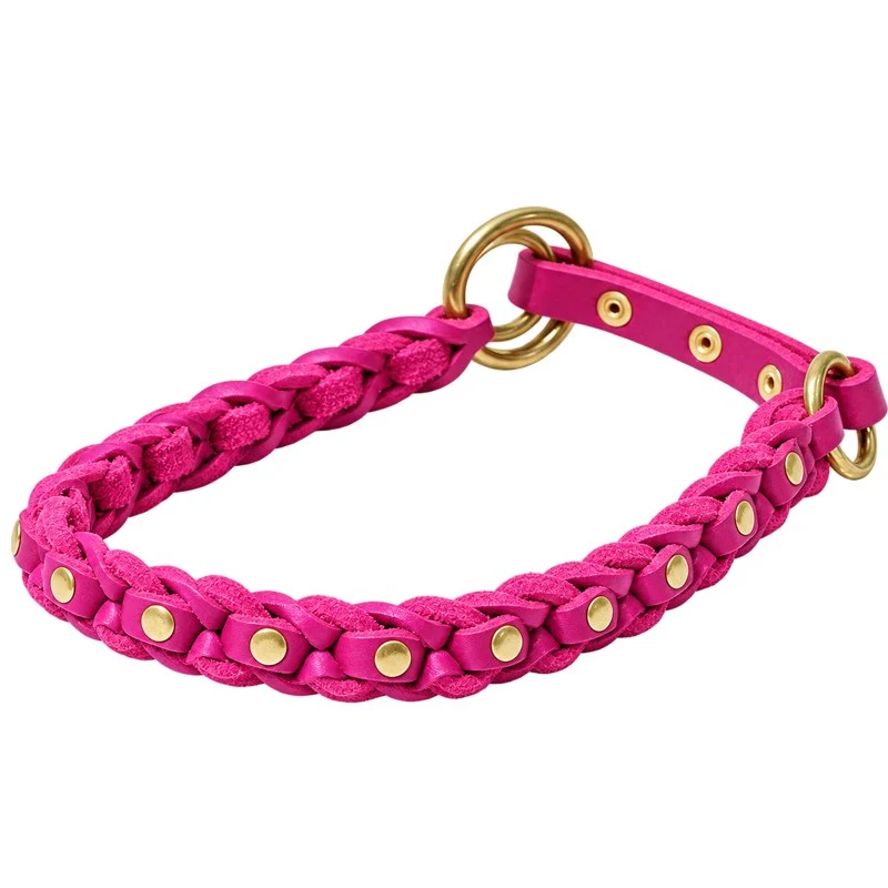 Bellepet Fettleder-Halsband „La Donna“ geflochten mit Zugstop
