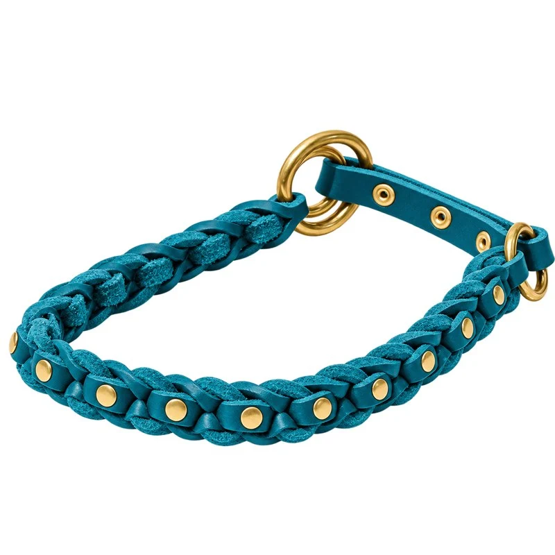 Bellepet Fettleder-Halsband „La Donna“ geflochten mit Zugstop