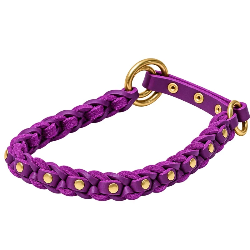 Bellepet Fettleder-Halsband „La Donna“ geflochten mit Zugstop