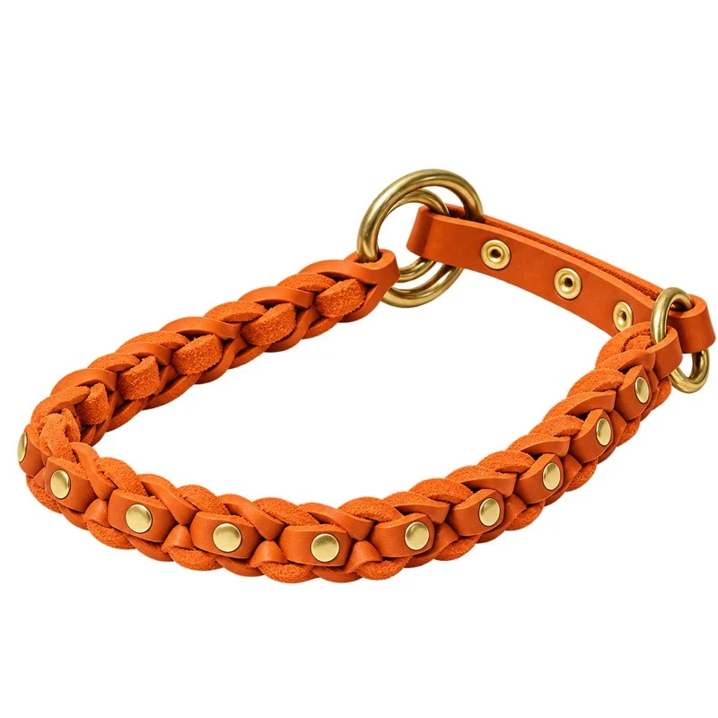 Bellepet Fettleder-Halsband „La Donna“ geflochten mit Zugstop