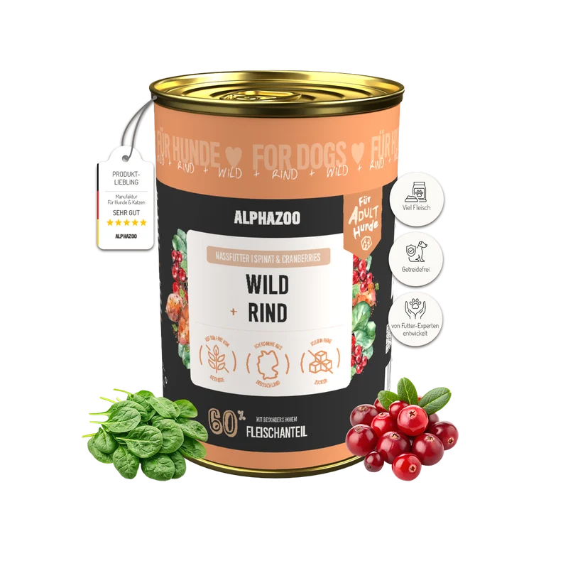 Wild + Rind Nassfutter für Adult Hunde