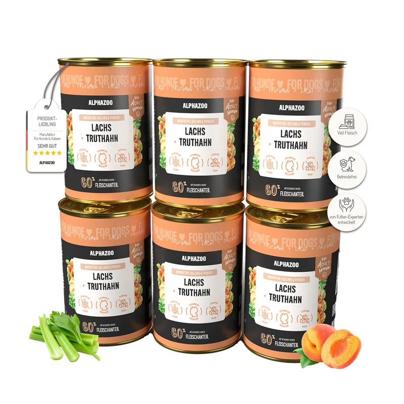 Lachs + Truthahn Nassfutter für Adult Hunde