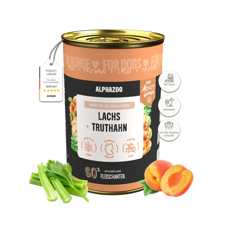 Lachs + Truthahn Nassfutter für Adult Hunde
