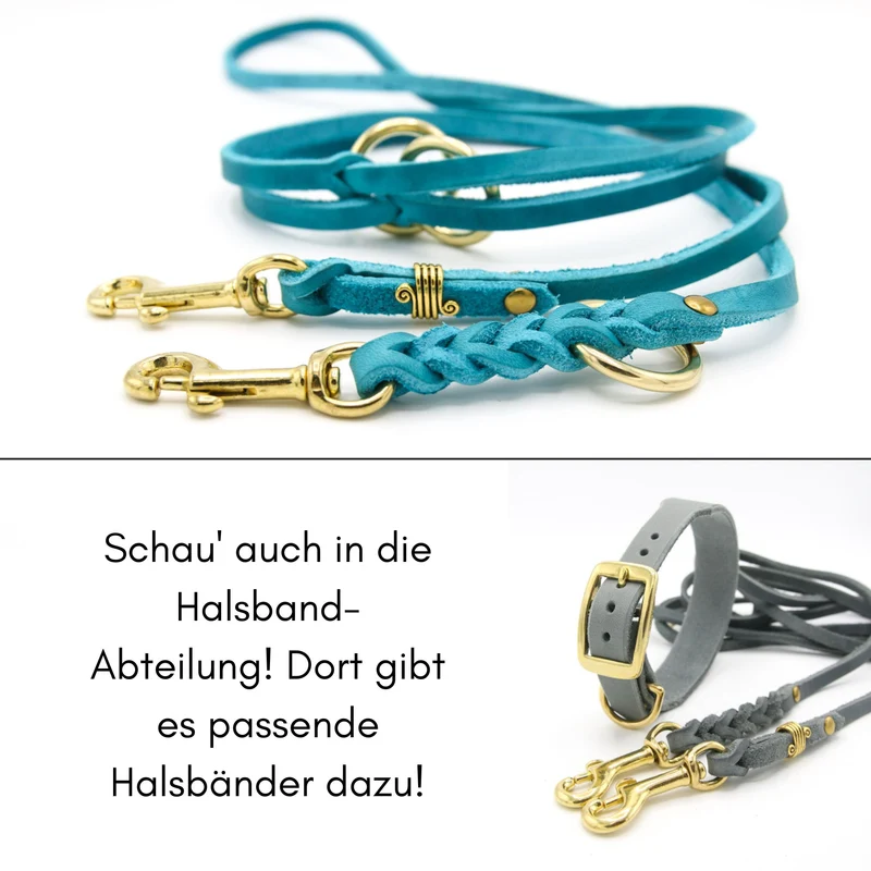Fettlederleine für kleine Hunde | dreifach verstellbar | geflochten
