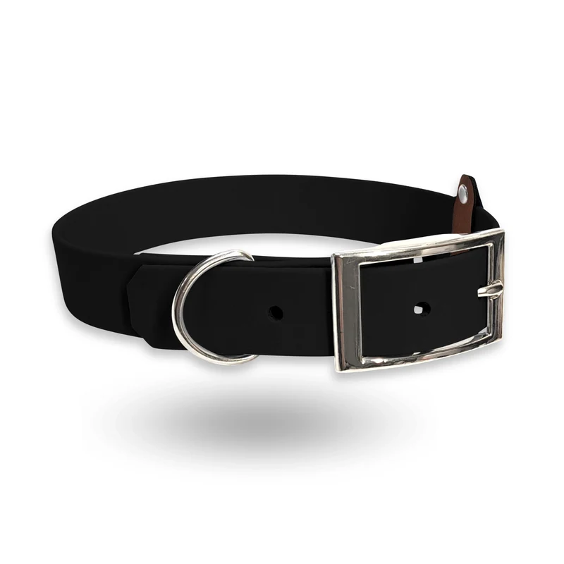 BioThane-Halsband | Schwarz-Silber