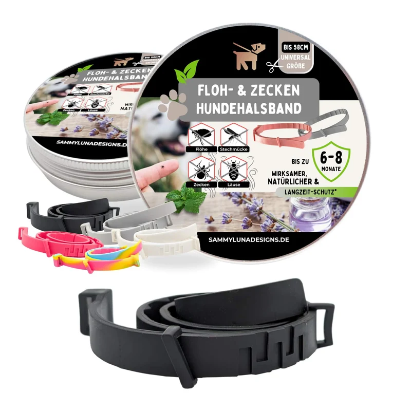 Zeckenhalsband Hund | natürliche Inhaltsstoffe | Schwarz