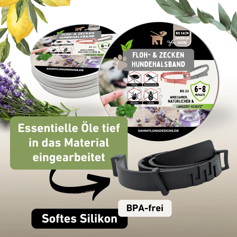 Zeckenhalsband Hund | natürliche Inhaltsstoffe | Schwarz