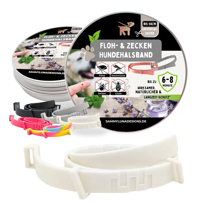 Zeckenhalsband Hund | natürliche Inhaltsstoffe | Creme-Weiss
