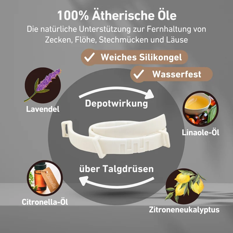 Zeckenhalsband Hund | natürliche Inhaltsstoffe | Creme-Weiss