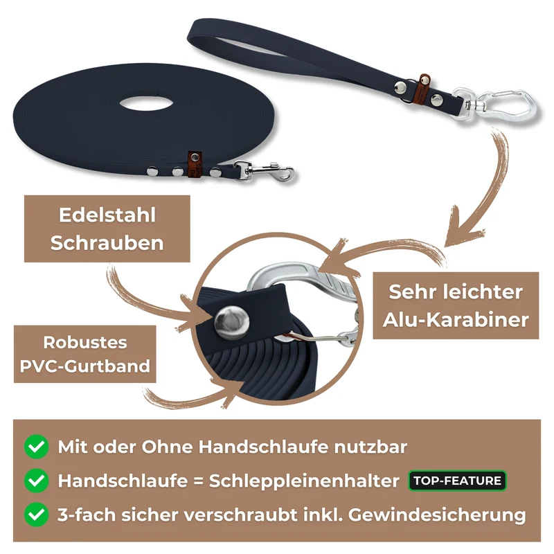 Multifunktionale Schleppleine | Olive | abnehmbare Handschlaufe