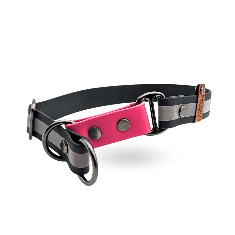 Reflektierendes Zugstopp-Halsband | mit BioThane® | Magenta