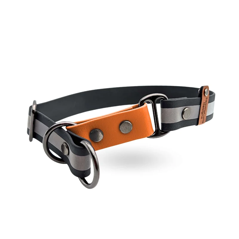 Reflektierendes Zugstopp-Halsband | mit BioThane® | Burnt-Orange