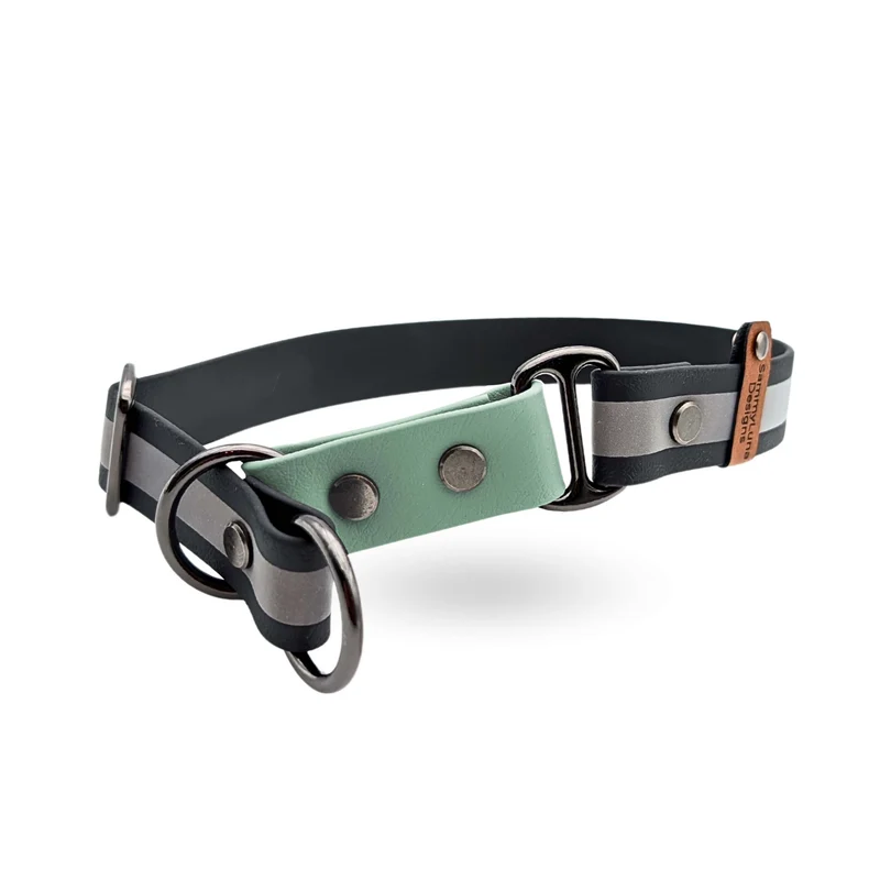 Reflektierendes Zugstopp-Halsband | mit BioThane® | Sage Grün