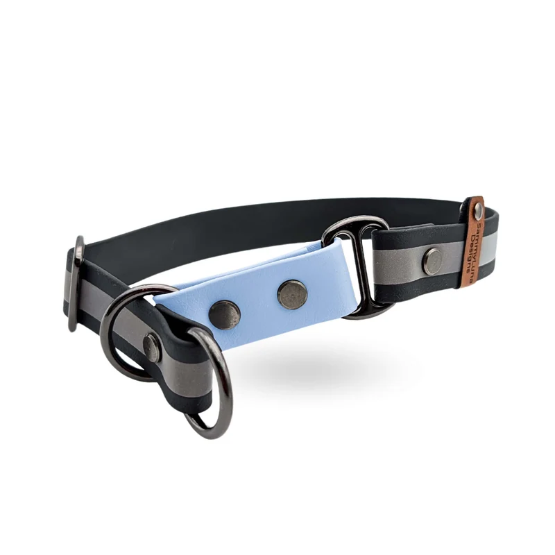 Reflektierendes Zugstopp-Halsband | mit BioThane® | Polarblau