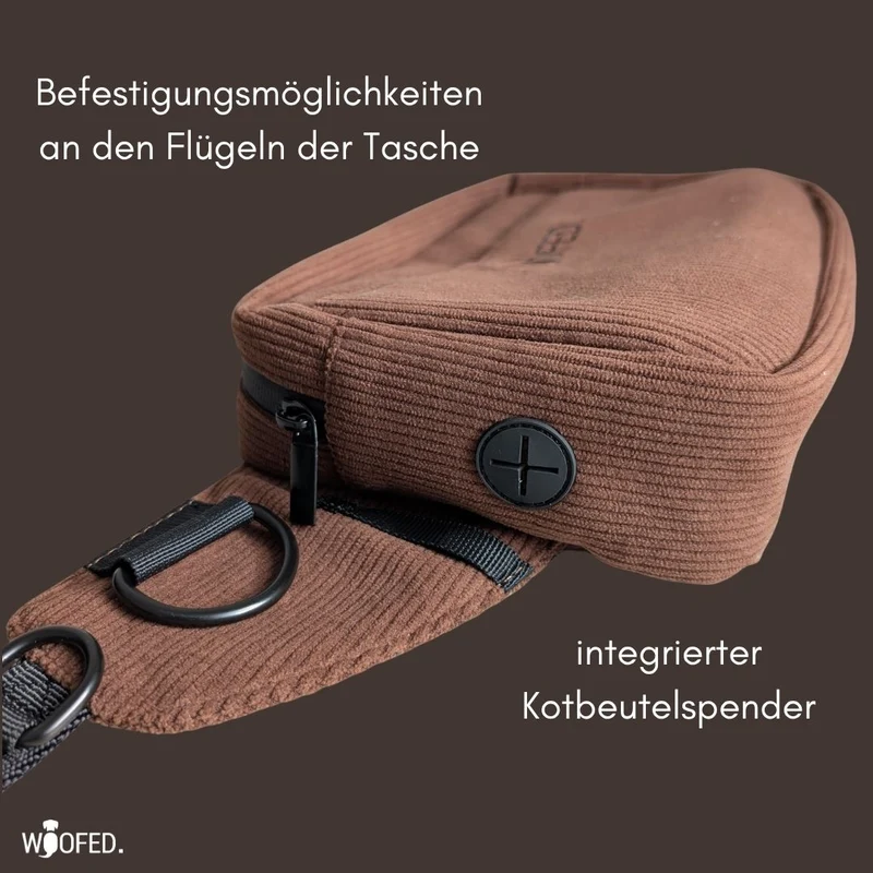 Multifunktionale Cord Gassitasche - 2 in 1 Bauchtasche & Schultertasche Braun