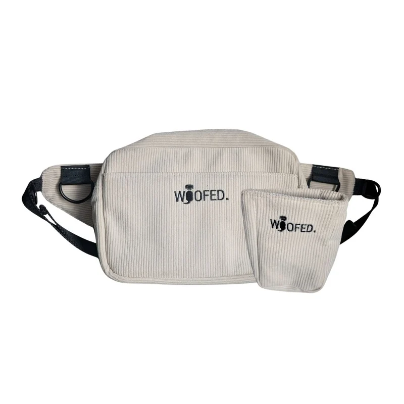 Multifunktionale Cord Gassitasche - 2 in 1 Bauchtasche & Schultertasche Beige