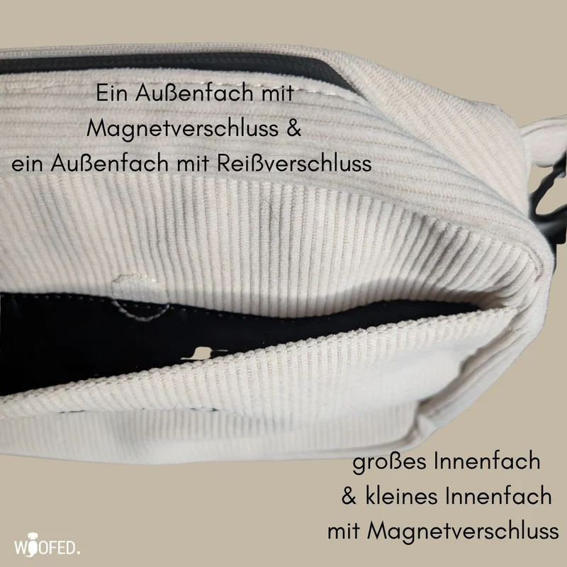 Multifunktionale Cord Gassitasche - 2 in 1 Bauchtasche & Schultertasche Beige