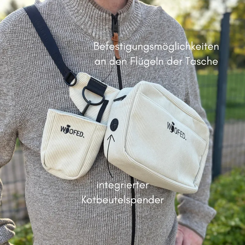 Multifunktionale Cord Gassitasche - 2 in 1 Bauchtasche & Schultertasche Beige